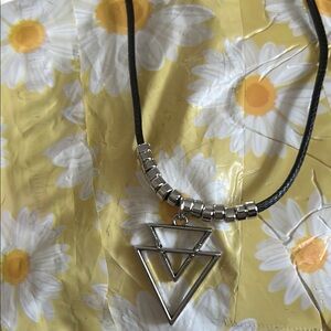 Black Cord Necklace with Silver Star Pendant